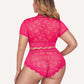 Plus Size Floral Lace Trim Set