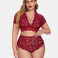Plus Size Floral Lace Trim Set
