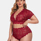Plus Size Floral Lace Trim Set