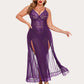 Plus Size Floral Side Slits Nightdress