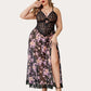 Plus Size Floral Side Slits Nightdress