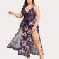 Plus Size Floral Side Slits Nightdress