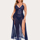 Plus Size Floral Side Slits Nightdress