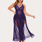 Plus Size Floral Side Slits Nightdress