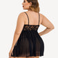Plus Size V Neck Mesh Side Slit Babydolls