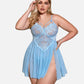 Plus Size V Neck Mesh Side Slit Babydolls