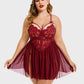 Plus Size V Neck Mesh Side Slit Babydolls