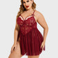 Plus Size V Neck Mesh Side Slit Babydolls