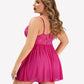 Plus Size V Neck Mesh Side Slit Babydolls