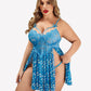 Plus Size Heart Lace Side Slit Nightdress