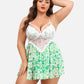 Plus Size Heart Lace Side Slit Nightdress