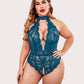 Plus Size Lace Halter Teddy