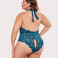 Plus Size Lace Halter Teddy