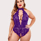 Plus Size Lace Halter Teddy
