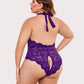 Plus Size Lace Halter Teddy