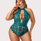 Plus Size Lace Halter Teddy