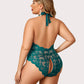 Plus Size Lace Halter Teddy