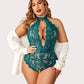 Plus Size Lace Halter Teddy