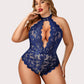 Plus Size Lace Halter Teddy