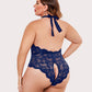 Plus Size Lace Halter Teddy