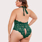 Plus Size Lace Halter Teddy