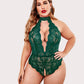 Plus Size Lace Halter Teddy