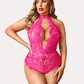 Plus Size Lace Halter Teddy