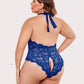 Plus Size Lace Halter Teddy