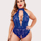 Plus Size Lace Halter Teddy