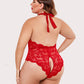 Plus Size Lace Halter Teddy