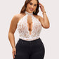 Plus Size Lace Halter Teddy