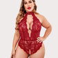 Plus Size Lace Halter Teddy