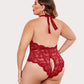 Plus Size Lace Halter Teddy
