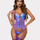 Faux Leather Corset With Garter Belt