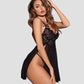 V Neck Strap Mesh Side Slit Nighty