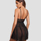 V Neck Strap Mesh Side Slit Nighty
