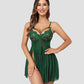 V Neck Strap Mesh Side Slit Nighty