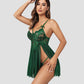 V Neck Strap Mesh Side Slit Nighty