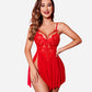 V Neck Strap Mesh Side Slit Nighty