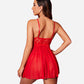 V Neck Strap Mesh Side Slit Nighty