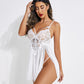 V Neck Strap Mesh Side Slit Nighty