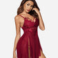 V Neck Strap Mesh Side Slit Nighty