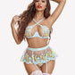 3 Piece Lace Floral Push Up Lingerie Set