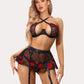 3 Piece Lace Floral Push Up Lingerie Set