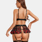 3 Piece Lace Floral Push Up Lingerie Set