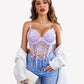 4 Piece Garter Floral Lace Bra and Panty Sets
