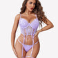 4 Piece Garter Floral Lace Bra and Panty Sets