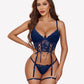 4 Piece Garter Floral Lace Bra and Panty Sets