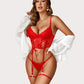 4 Piece Garter Floral Lace Bra and Panty Sets