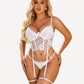 4 Piece Garter Floral Lace Bra and Panty Sets